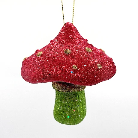 Christmas New Year Decoration Pearlized Matt Coffee Brown Acrylic 3D Mushroom Ornament