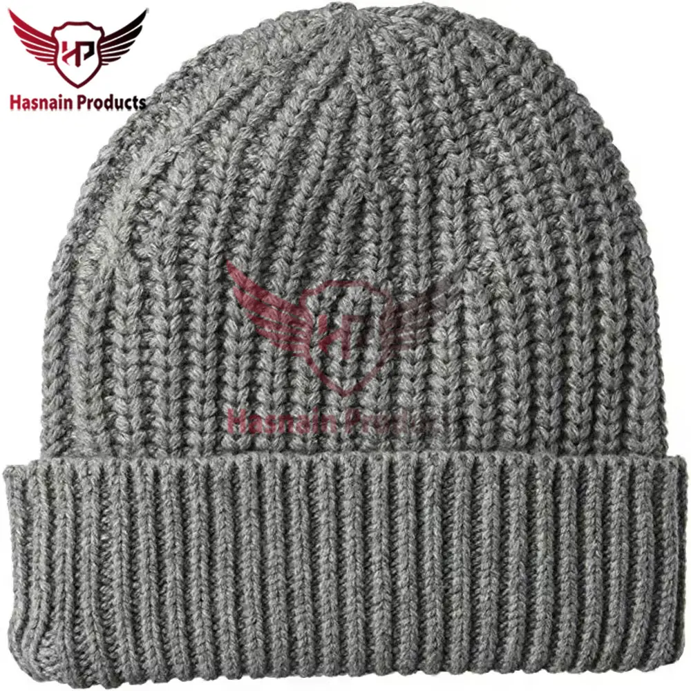 Premium Quality Custom Embroidered Logo 100% Acrylic Cotton Wholesale Winter Knit Beanies-Cap Unisex Adult Knitted Beanie Hat