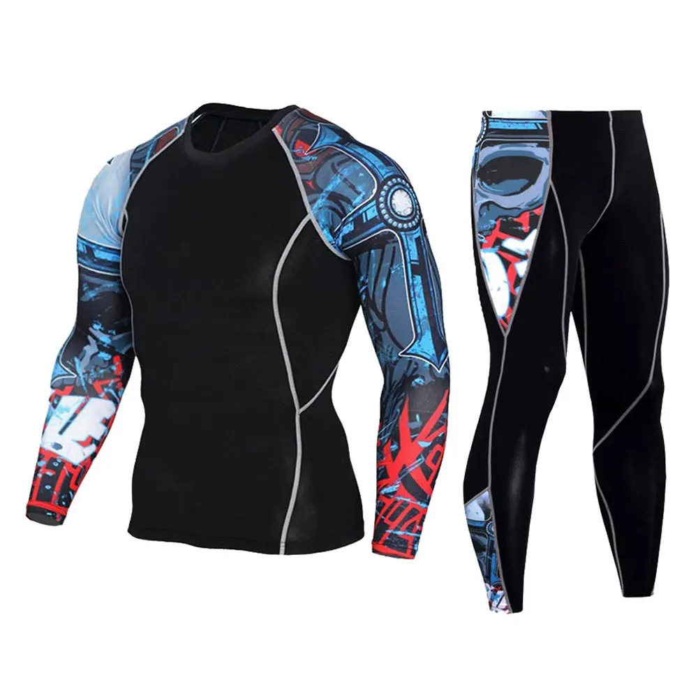 Professional Running Athletic Suits Workout Muscle Compression T-shirt Tight Yoga Leggings Gym Fitness Sets Sportswear for Men