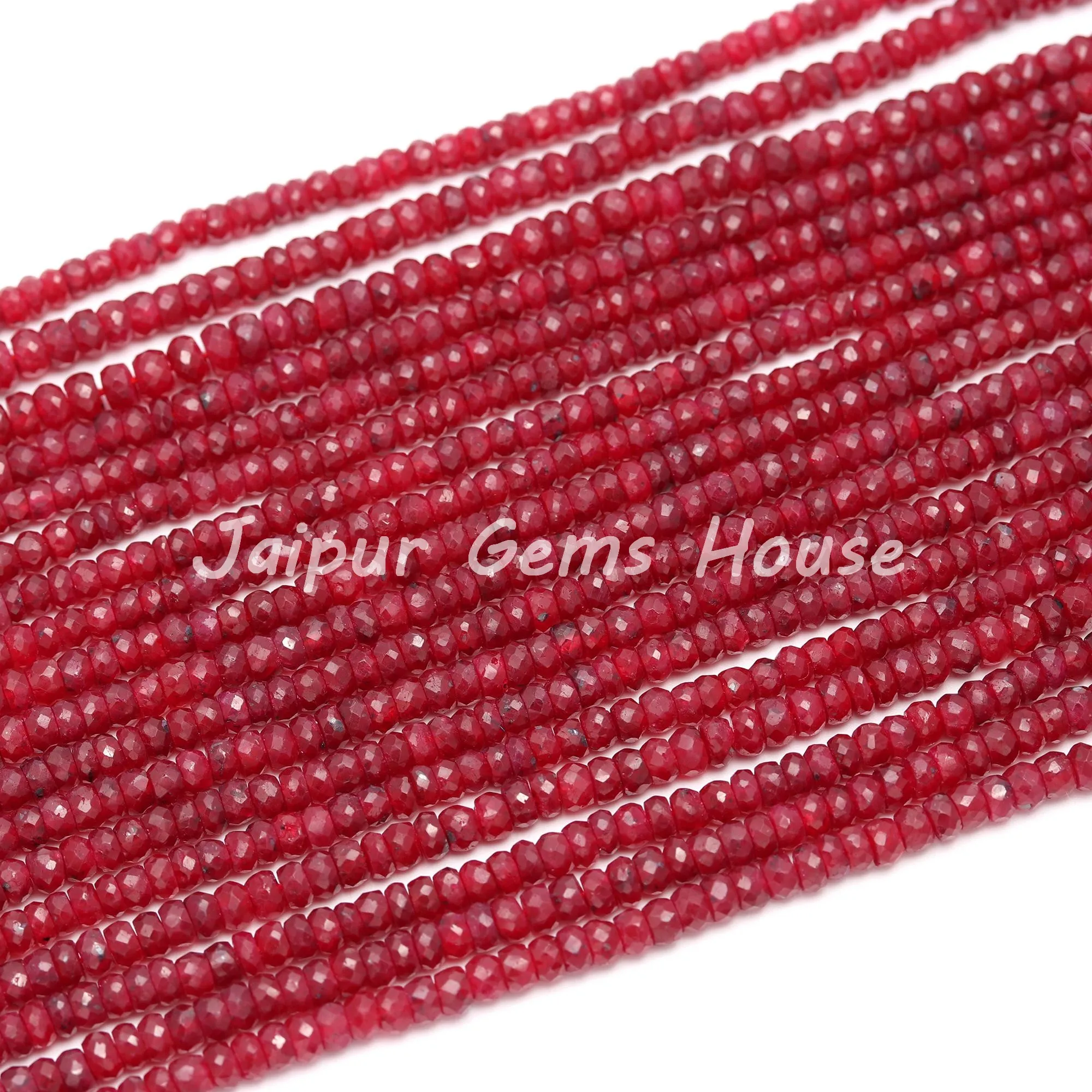 New hot selling Natural Ruby Corundum Faceted Rondelle Beads For Fashionable jewelry making Whole sale beads Gemstone ruby beads