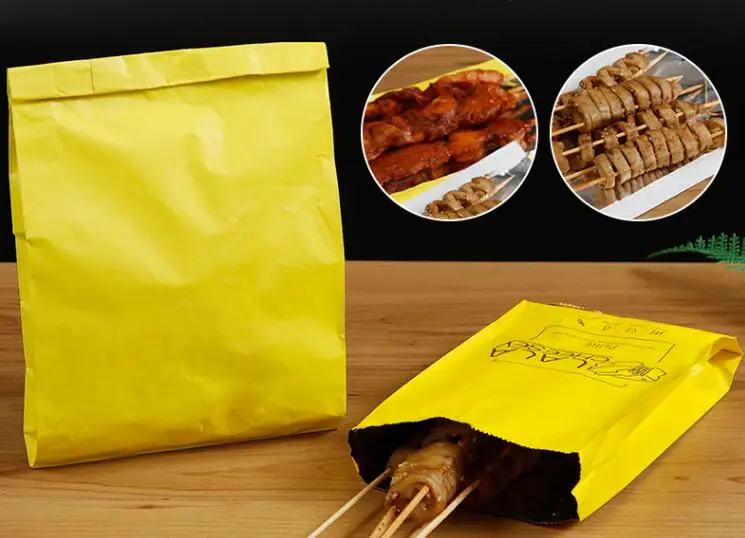 Flexo Printing Pinch Bottom Foil Lined Paper Bag For Hotdog/Doner Kebab