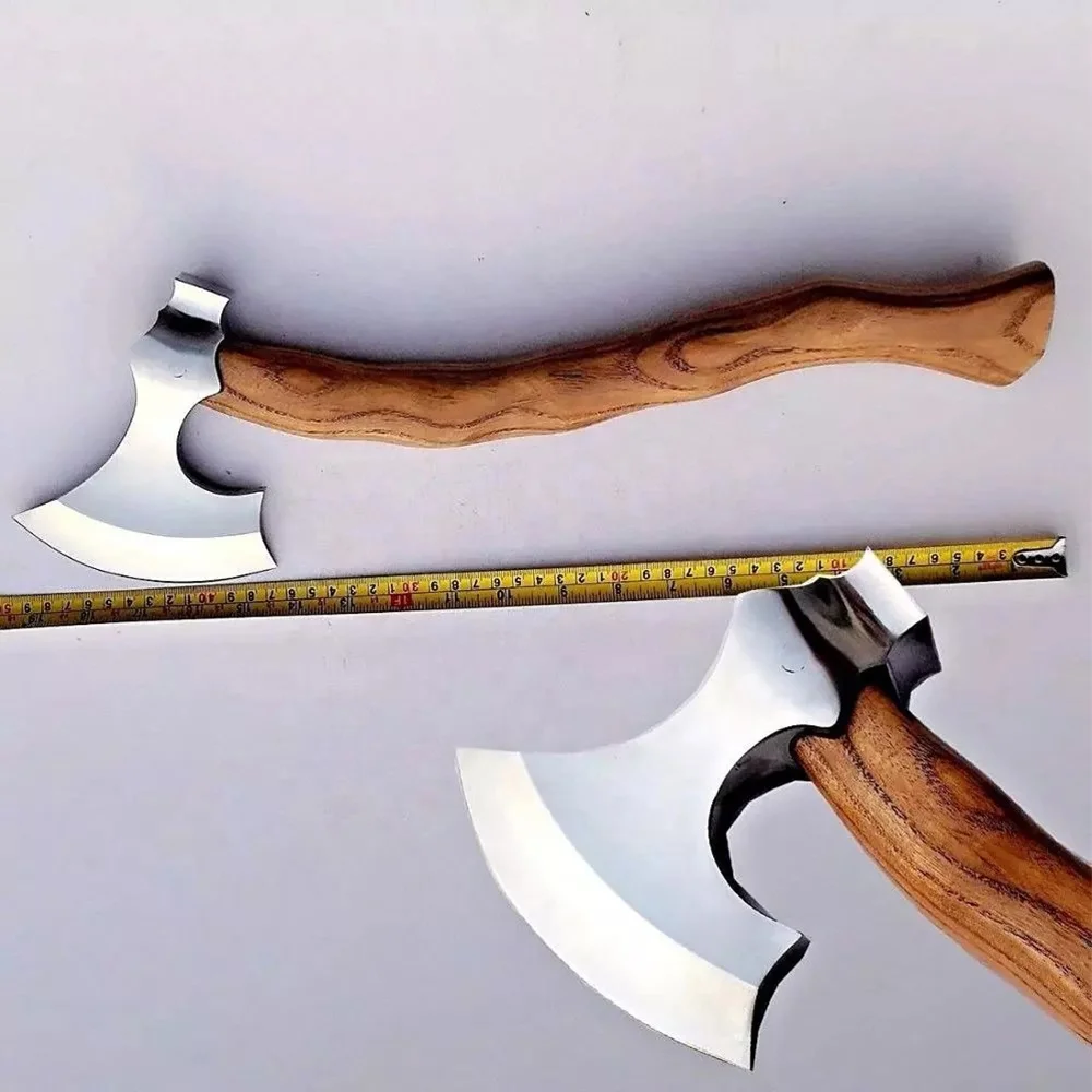 Топор Ручной работы из углеродистой стали с деревянной ручкой и кожаным чехлом