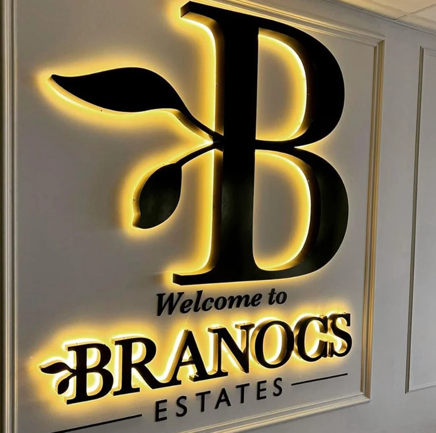 Wall Decor Illuminated Custom Logo Sign 3D Backlit Metal  Logo Sign for Business