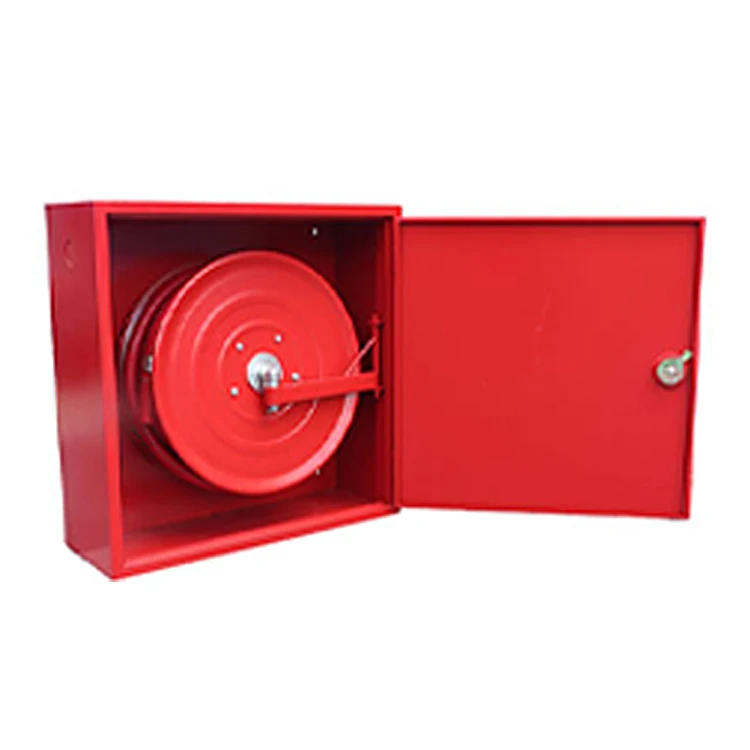 High quality fire protection system recessed fire hose reel box double door fire hose reel cabinet