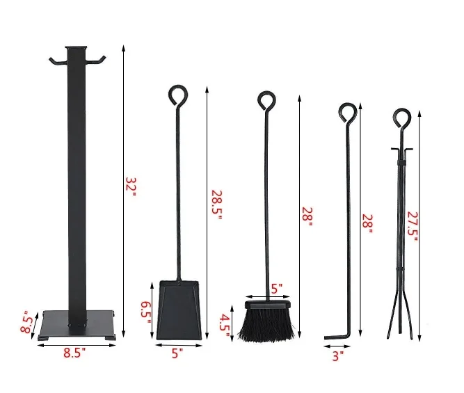5 Pieces Fireplace Iron Fire Place Tool Set BY KSN