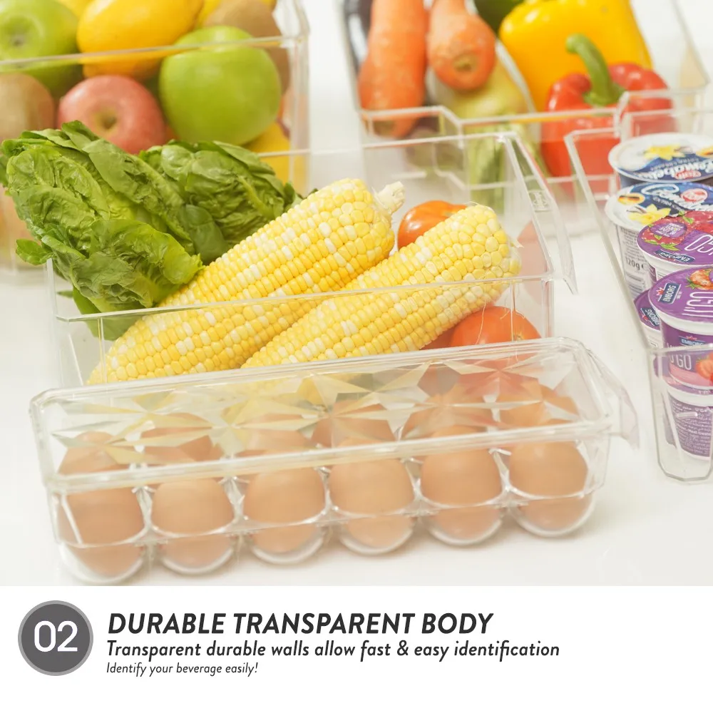 Elianware High Quality BPA Free Plastic Food Grade Fridge Organizer Premium Egg Holder With Lid