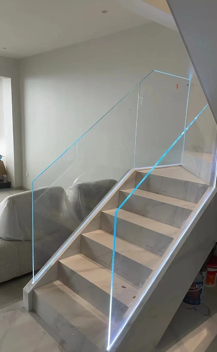 Ace Modern round Handrail Railing Balustrade Frameless Glass U-Channel Railing Apartments Durable Stainless Steel Steel Material