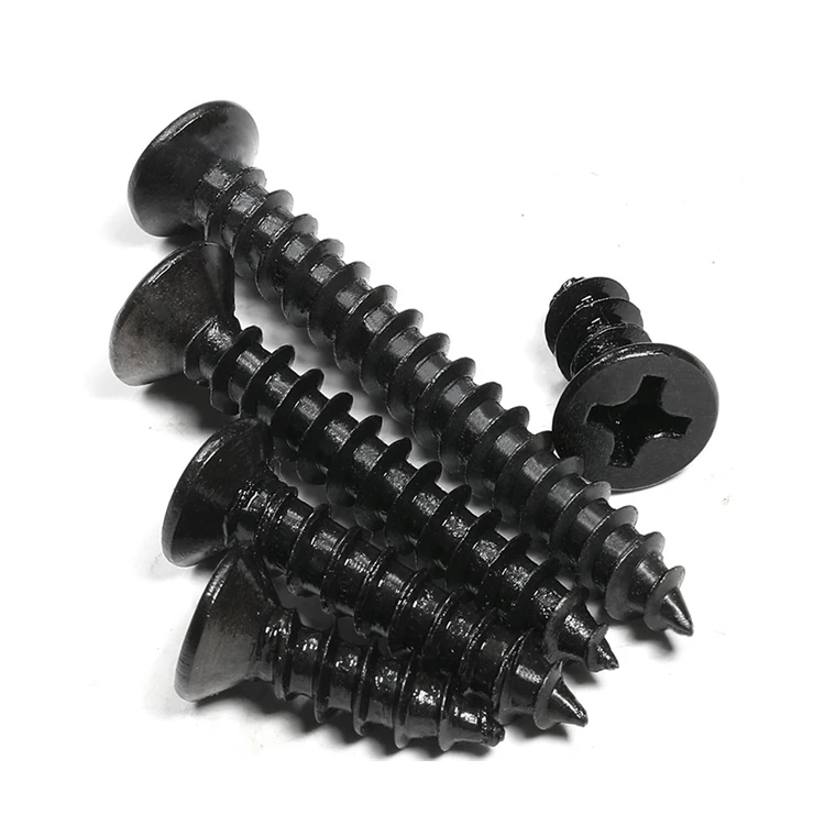 M1.6 M1.7 M1.8 M2 M2.2 M2.3 M2.5 M2.6 M2.8 M3 M3.5 M4 Black Steel Phillips Flat Countersunk Head Self Tapping Screws