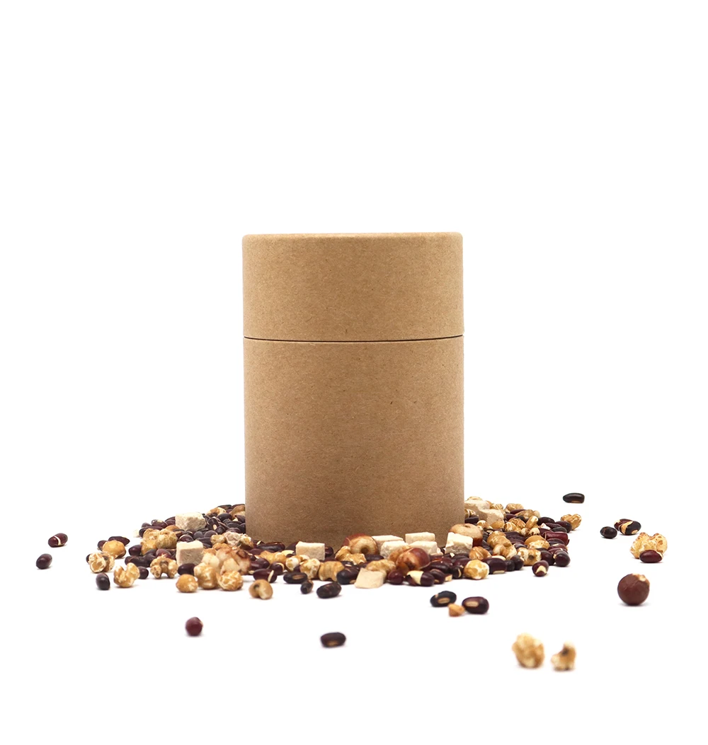 Custom Made Round Ecofriendly Food Paper Cardboard Tube Container Sifter Kraft Spice Canister Loose Powder Top Shaker Paper Tube