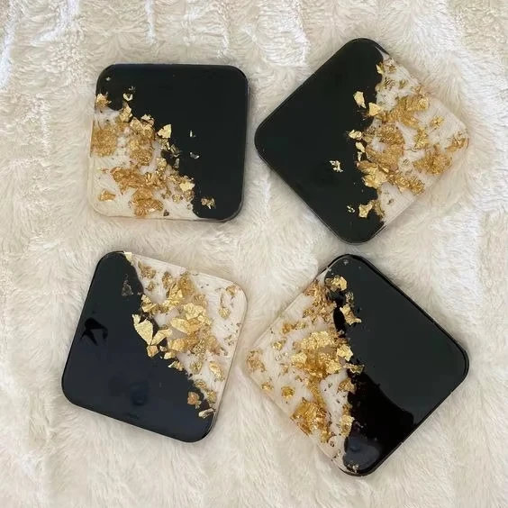 Superior Quality Resin Glass Cup Coaster Set - Unique Round Design Tea & Coffee Coasters for Table Top Use