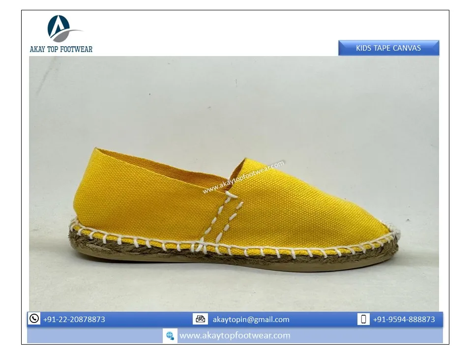 Children Tape Canvas Espadrilles New Sale Arrival Highest Selling Flat Espadrilles for Girls and Boys in Solid and Stripe Design