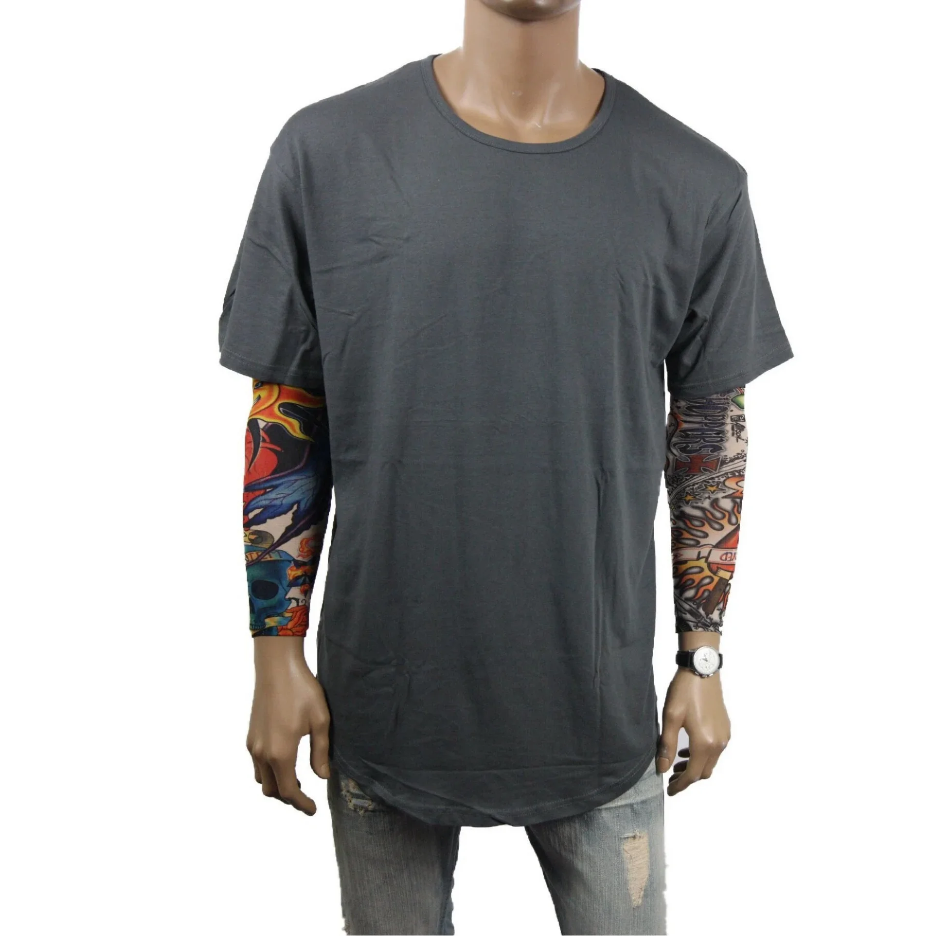 breathable Wholesale Custom Heavyweight T Shirt Vintage Round Neck Line blank plain elongated t shirt for men