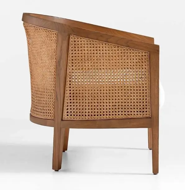 Hot Sale High Quality Luxury Vintage Wooden Dining Chair Furniture Living Room Teak Oak Wood Rattan Wicker Kitchen Modern Chair