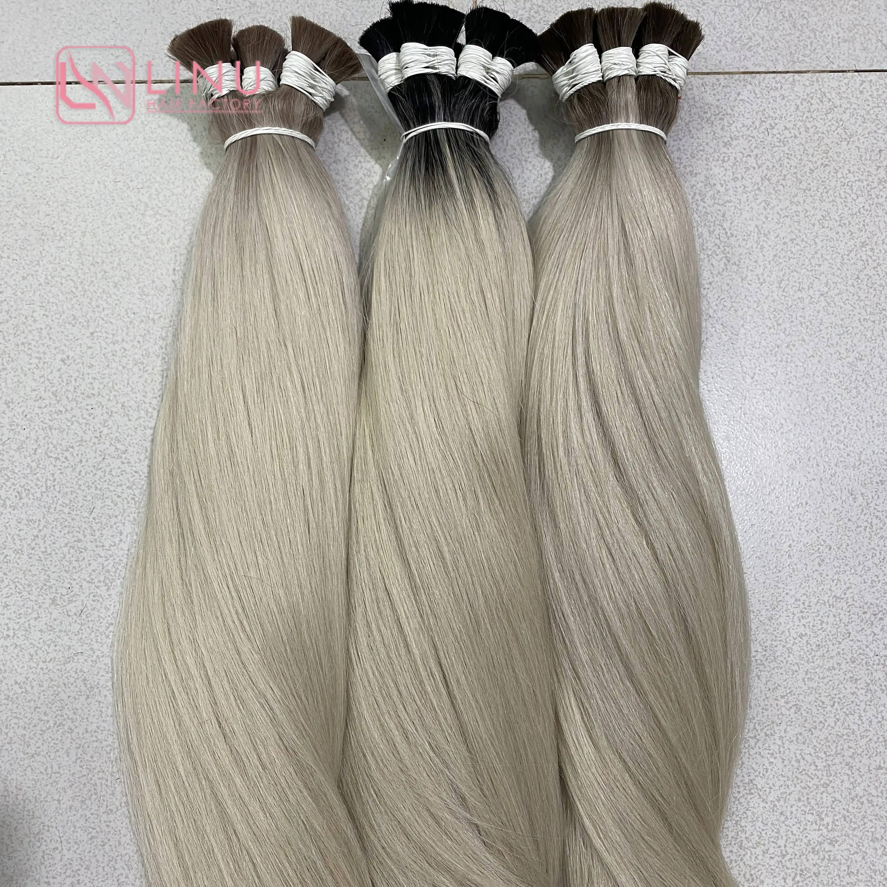 100% High Quality Raw Vietnamese Human Hair Virgin Hair in Various Colors Bone Straight Bulk Hair Extensions Available