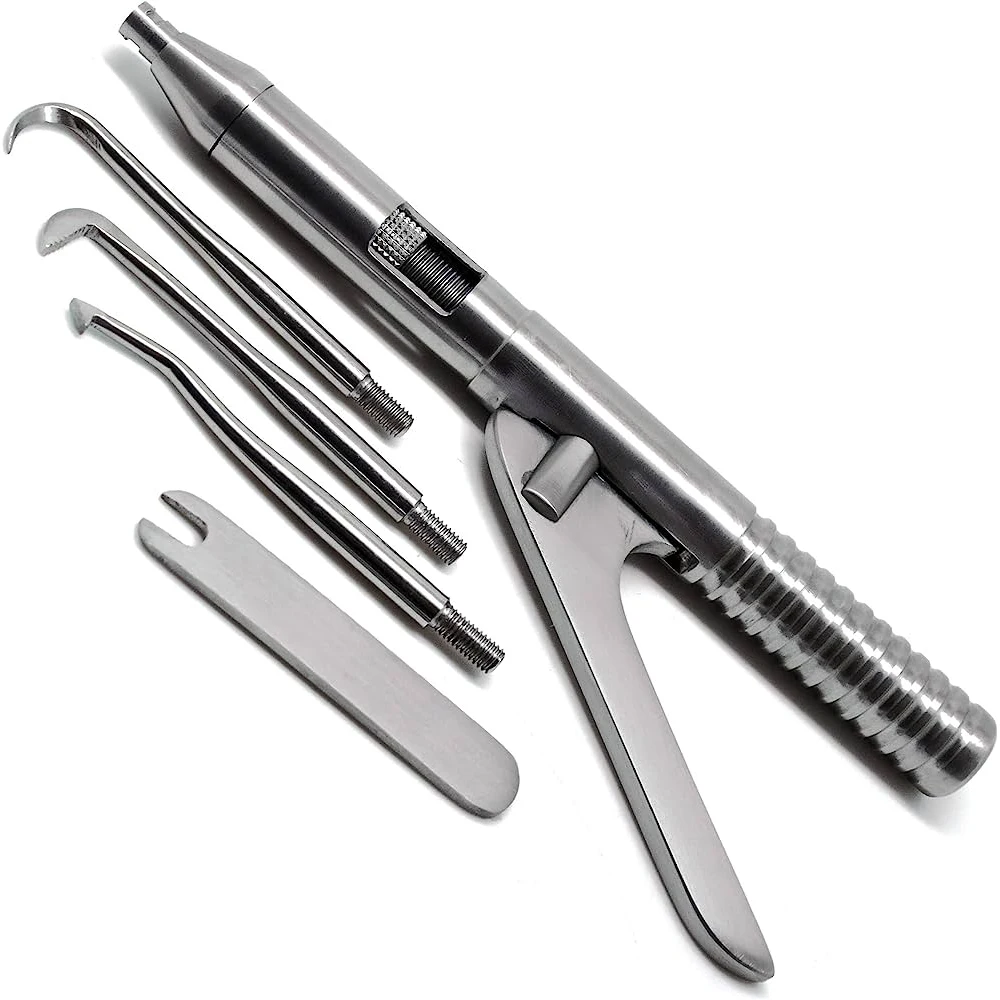 Automatic Single Handed Stainless Steel Dental Crown Remover Gun Kit 5 Inserts Surgical Instruments Basis Crown Bridges Removal