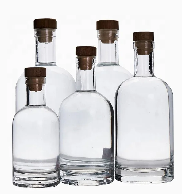 OEM Best Selling Fancy Design Customization 700ml 750ml Round Liquor Spirits Glass Bottle With Corks