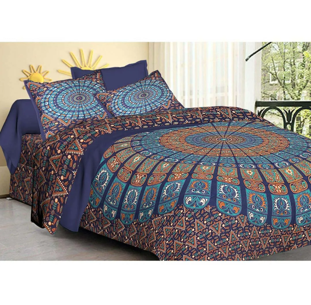 Aafreen Красный мак блокчейн двойная простыня с наволочкой ручной работы