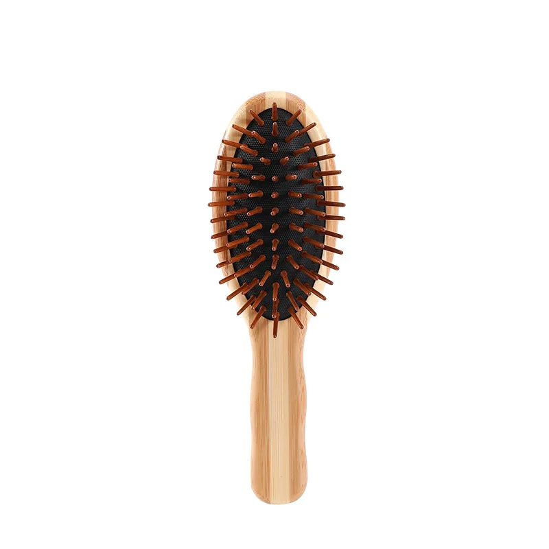 Own Factory ECO Bamboo Custom Logo Designs Paddle Head Massager Scalp Massager Cushion Brush Paddle Handle Detangling Brus