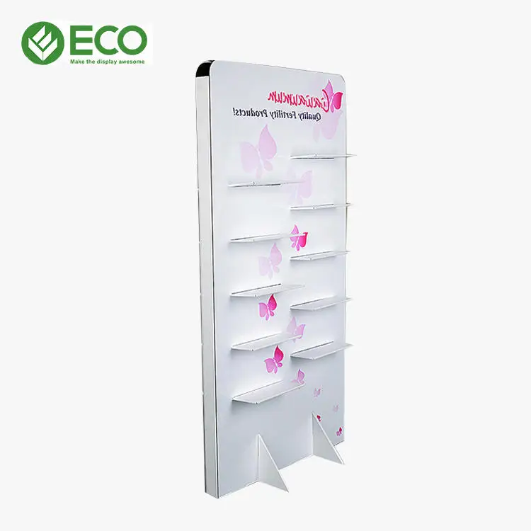 Retail Shop Floor Advertising Paper Display Shoe Cardboard Shelf