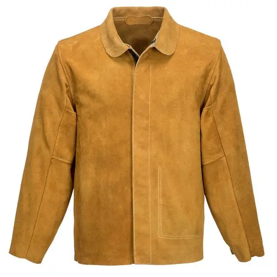 Leather Welding Jackets Cowhide Split Welding Leather Jacket Heavy Duty Safety Protection