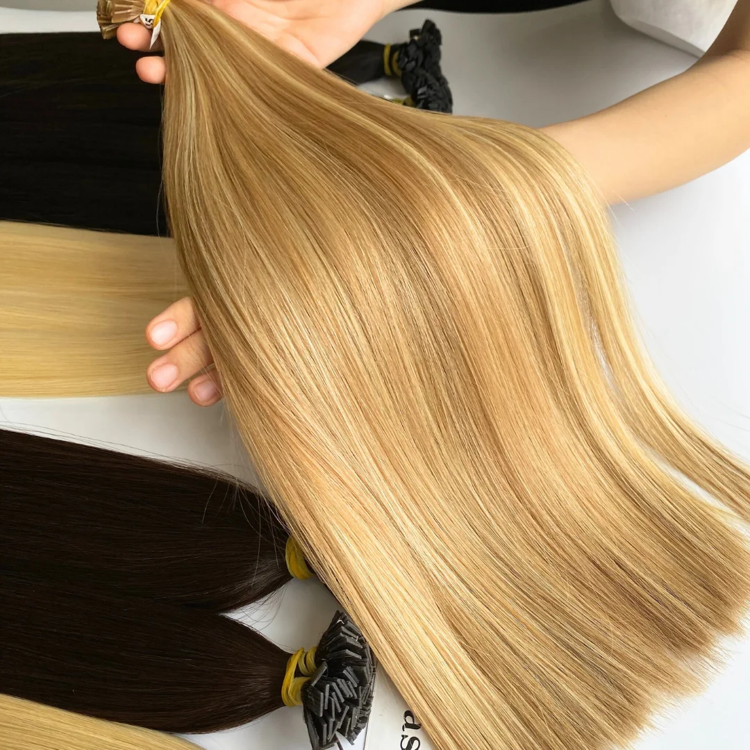 Wholesale European Human Hair Extensions 100 grams Keratin Bonds Flat Tip Human Hair Extensions