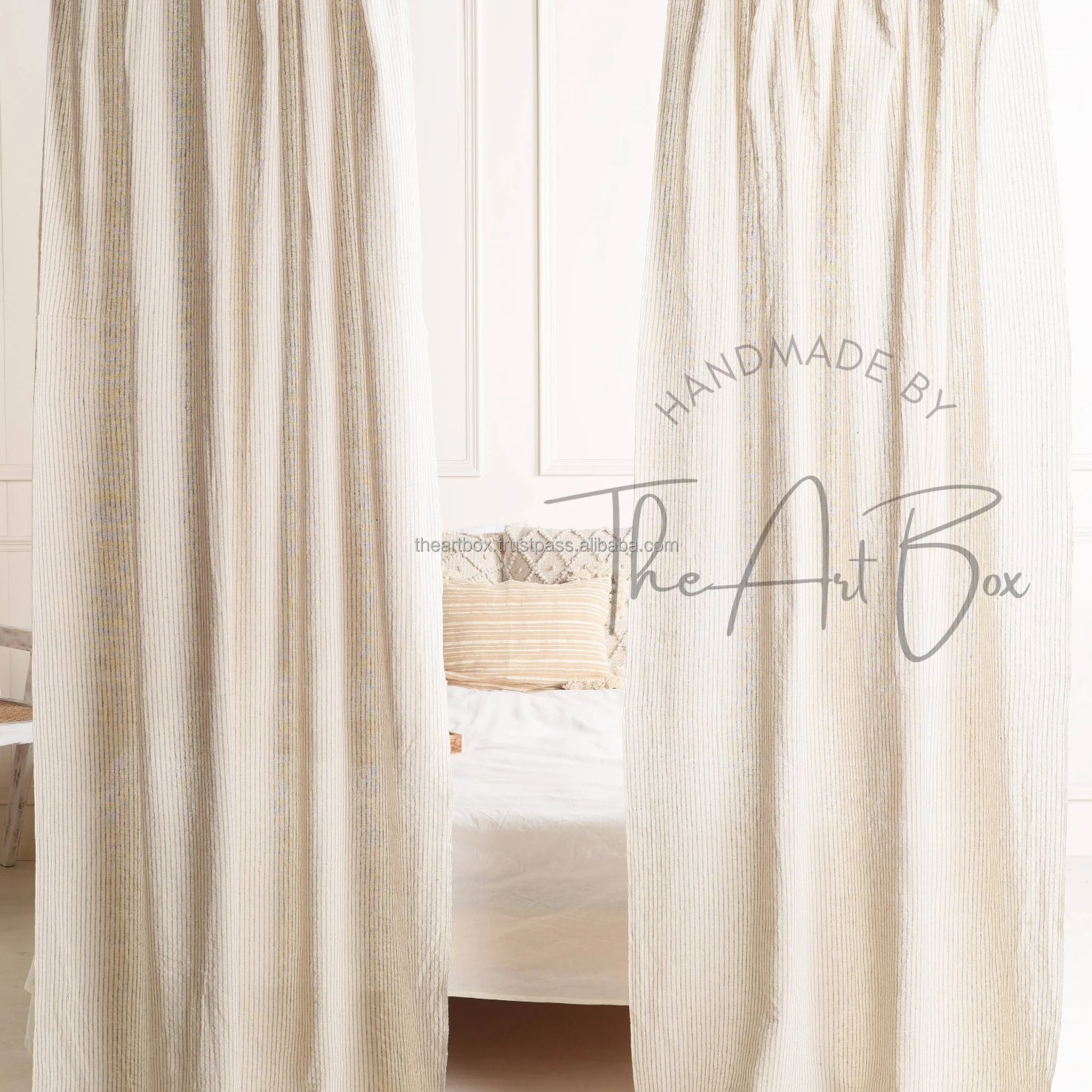 New Arrival Handmade Heavy Linen Sheer Curtain Linen Drapery Panels For Bedroom Antique Gauze Window Curtains
