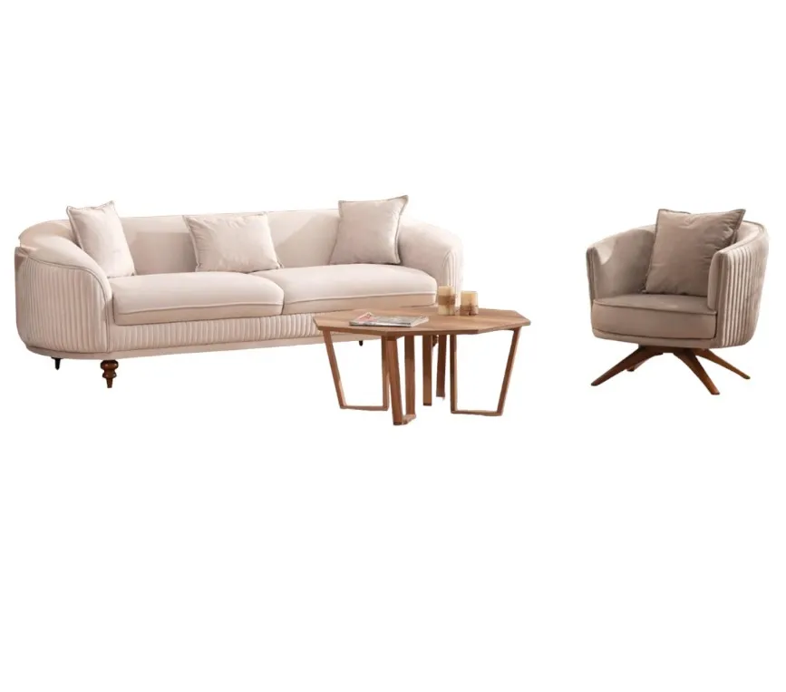 Sofa 3 Seater Elegant Armchair Modern Luxury Design Wooden Furniture Upholstery