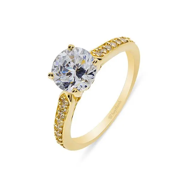 Ring 14K Yellow Gold 6.5mm 5.5mm Center Stone 4 Prongs Classic Solid Gold 18k Gold Ring Women Engagement Rings For Women