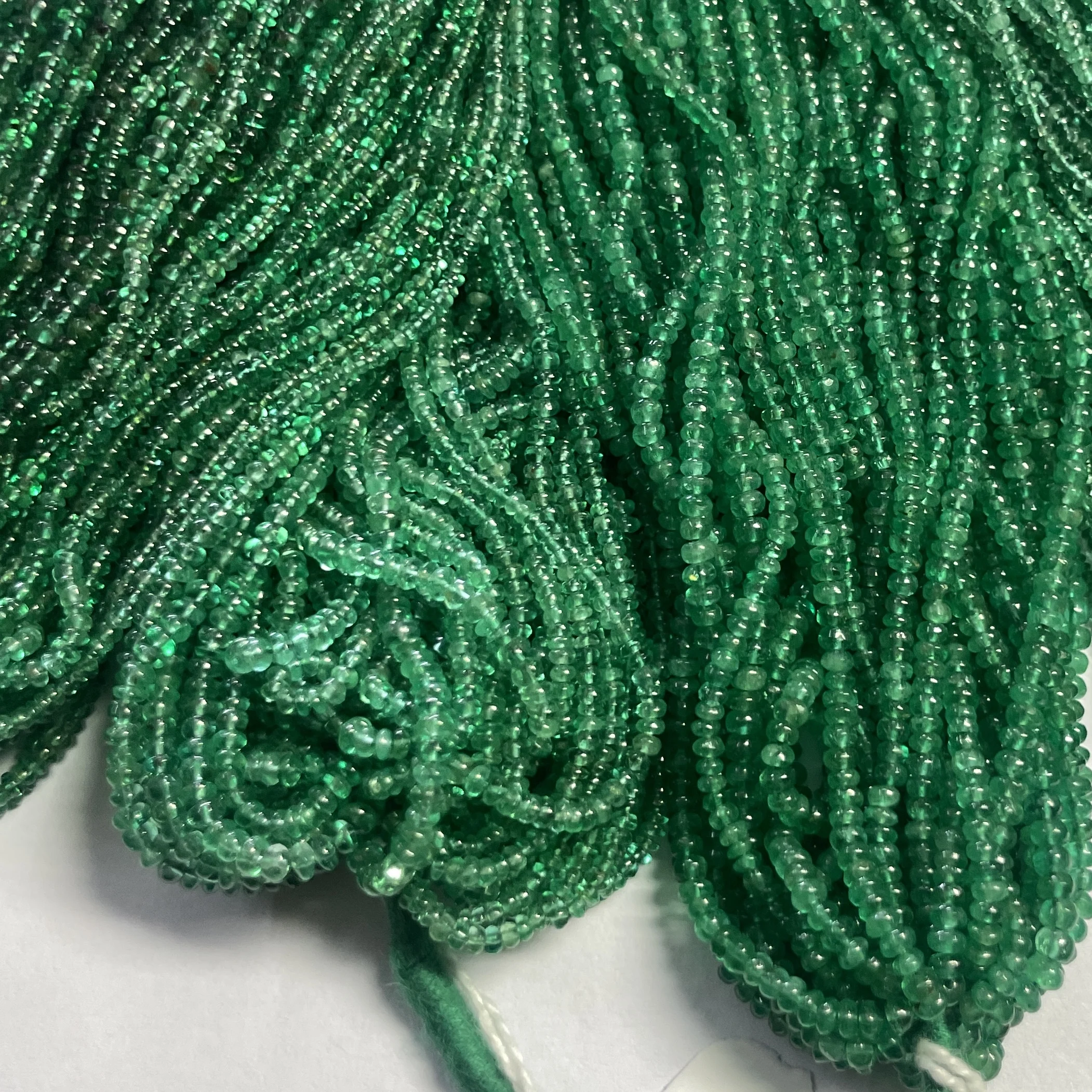 2mm 3mm Natural Green Zambian Emerald Smooth Rondelle Gemstone Beads Strand Small Little Bead for Jewelry Making Fine Real Carat