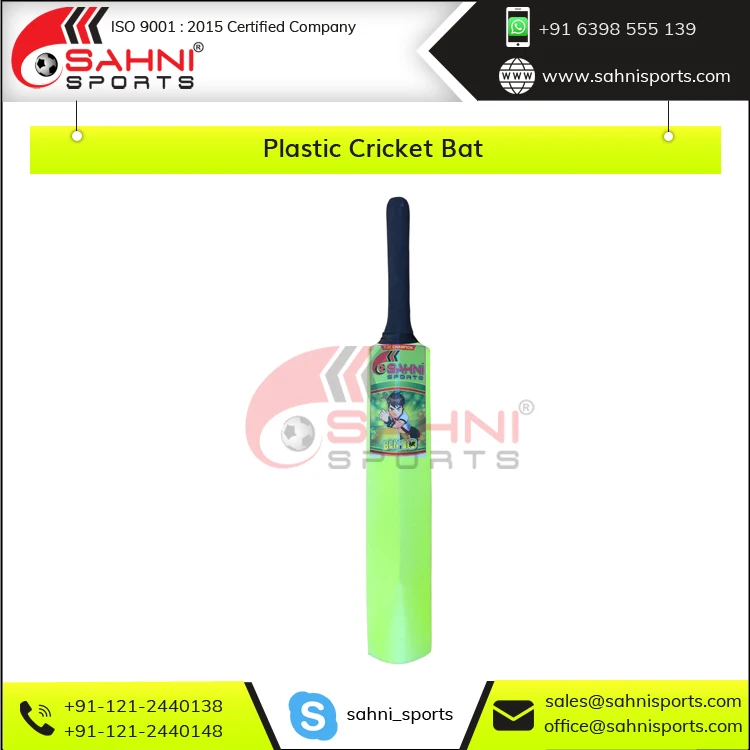 Strong and Lightweight High Quality Molded Plastic Cricket Bat for PVC Wind Ball, Plastic and Light Cricket Tennis Ball