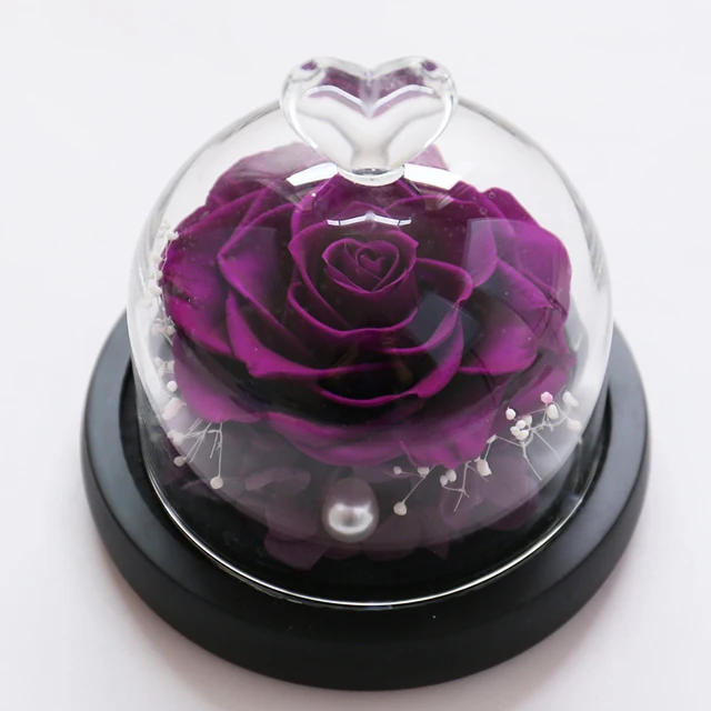 Preserved roses handmade forever rose flower in glass dome with gift box for home decor
