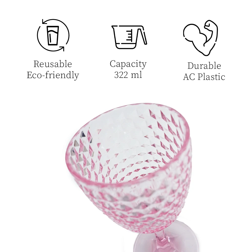 [Holar] Taiwan Made Acrylic AC Restaurant Hotel Bar Custom Color Diamond Party Wine Glasses