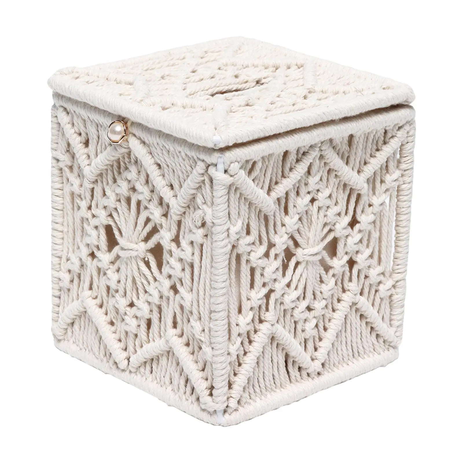 Macrame Napkin Tissues Organizer Hand Knitted Boho Tissue Box Holdere In Square Shape Tissue Box