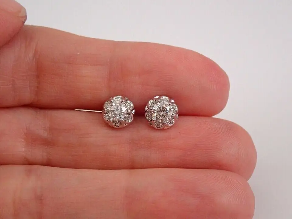 1.40 Ct Round Cut Cubic Zirconia Diamond Womens Hoop Earrings 14K Yellow Gold Plated