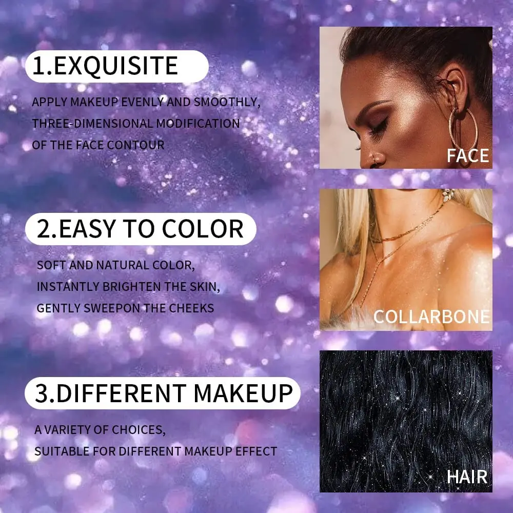 Wholesale Loose Patting Powder Shimmer Blush Makeup Face Highlighter Body Glitter Private Label