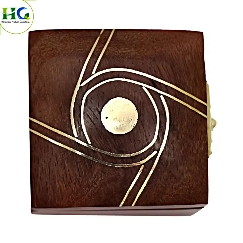 Quality Assured Wooden Box with Square Shaped Solid Wooden Handmade Hand Carved Wood Box / Money box