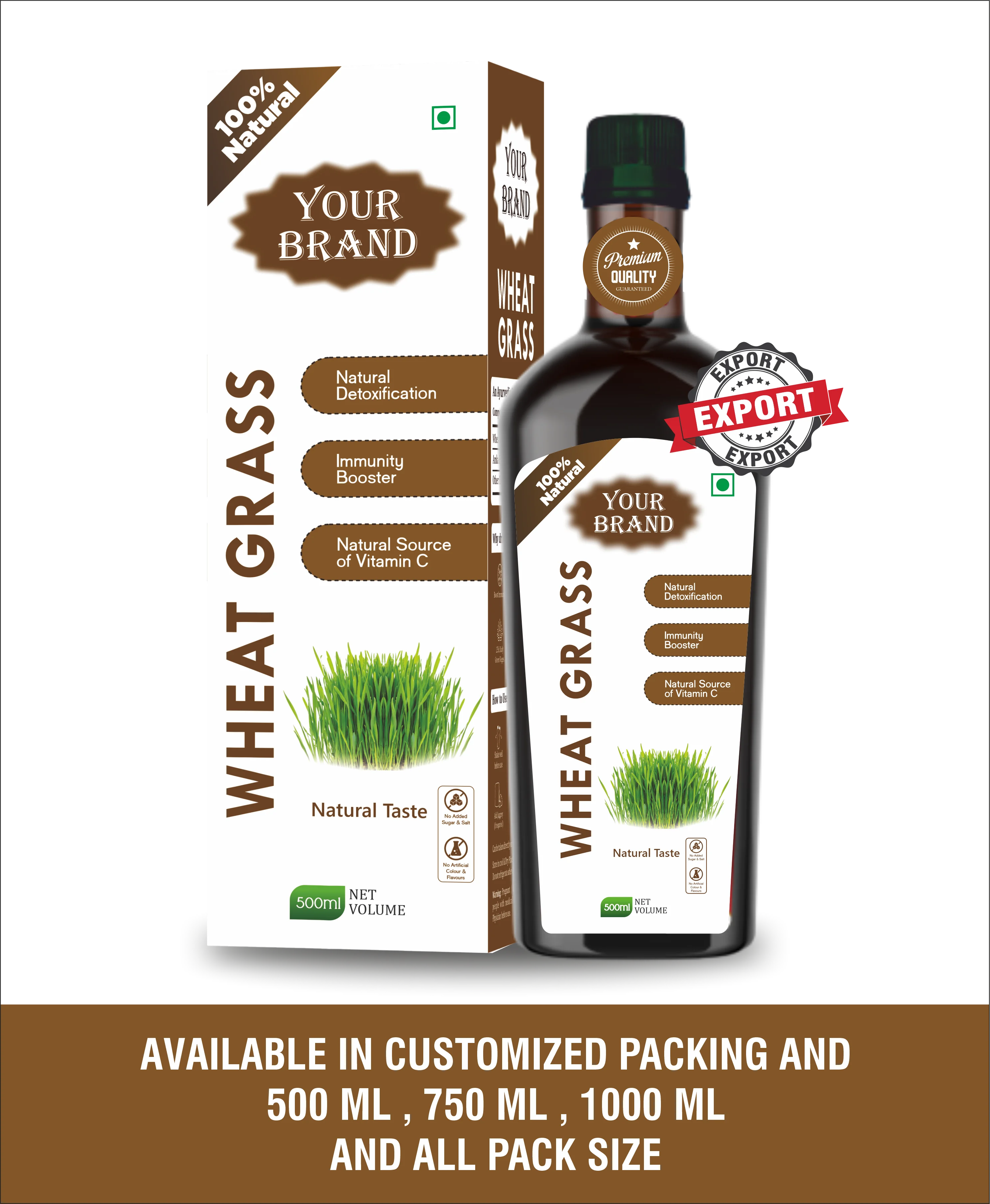 100% органический сок пшеничной травы с индивидуальным логотипом напечатанный натуральный класса для ухода используемый