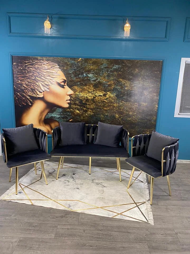 Wholesale Hot Seller Cheap Scandinavian Lounge Sofa 2 Seat Furniture Modern Roman Flower Design Living Room Sofas  Made in Turk