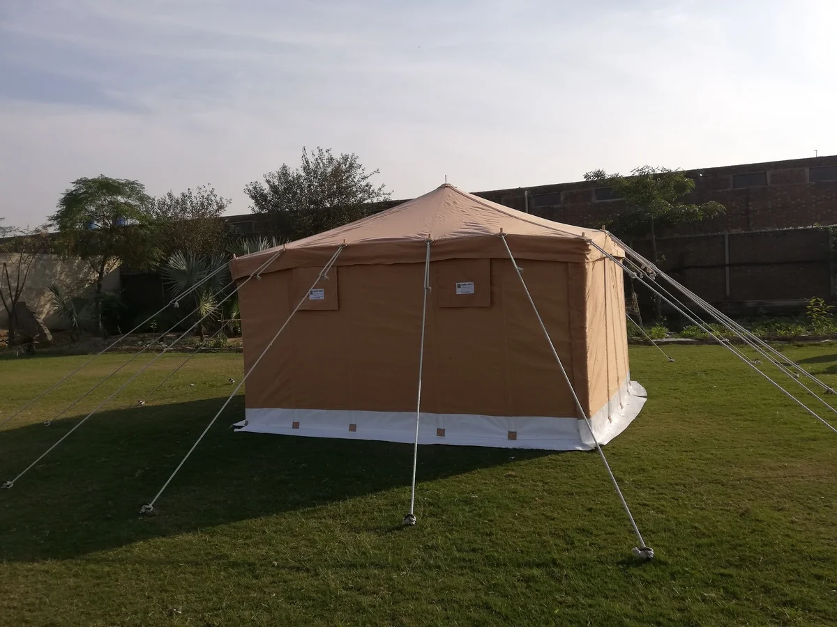 Outdoors Cotton Canvas Deluxe Camping Tent Living Room Glamping Luxury Khaki Deluxe Tent New Design Deluxe Tent