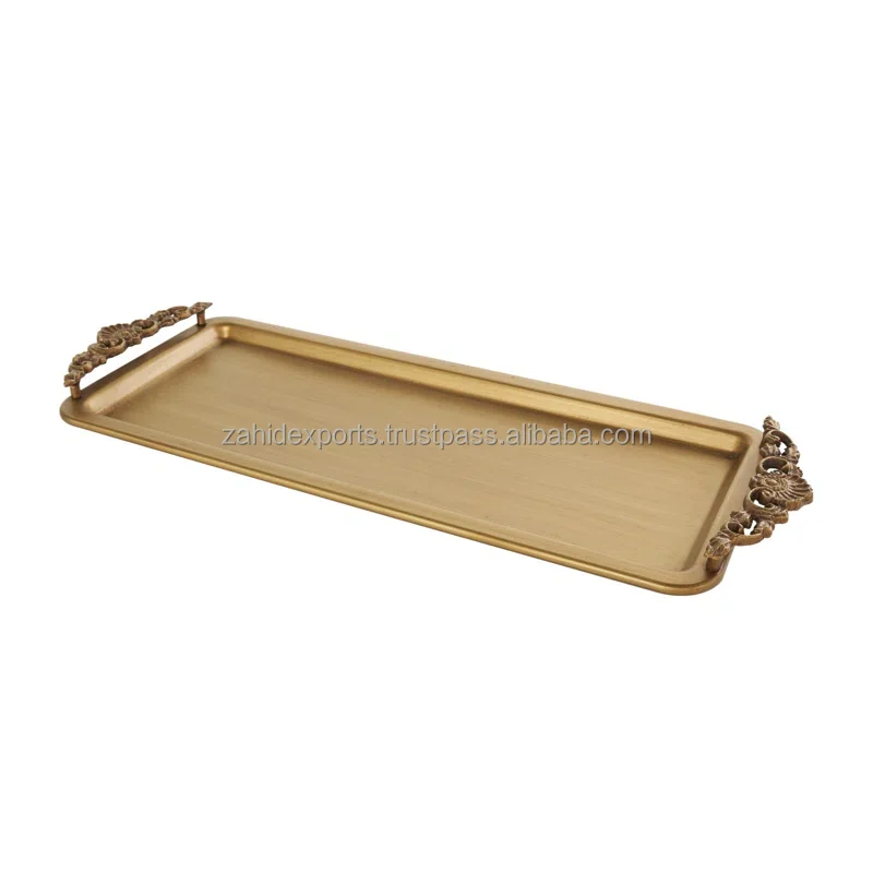 Brushed Tray with Antique Scrolled Handles A unique Your Stylish Home Metal Christmas Tray Decor