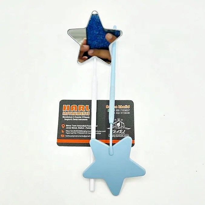 white and sky blue private label eyelash mirror star Shape eyelash extension mirrors For check eyelashes lash accessories tools