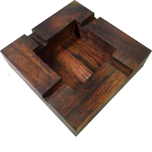 Indian Handcrafted Wood Ash Tray Clear Resin Joint Custom Color Logo Portable Indoor and Outdoor Smoking Accessories