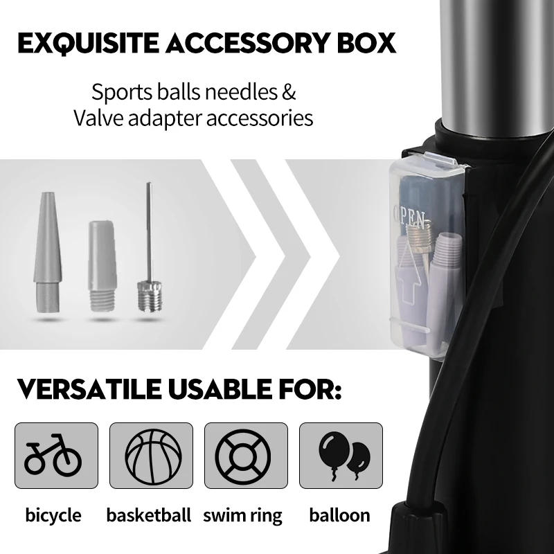 BM Portable road bike mini floor pump with LCD pressure gauge bicycle pedal pump