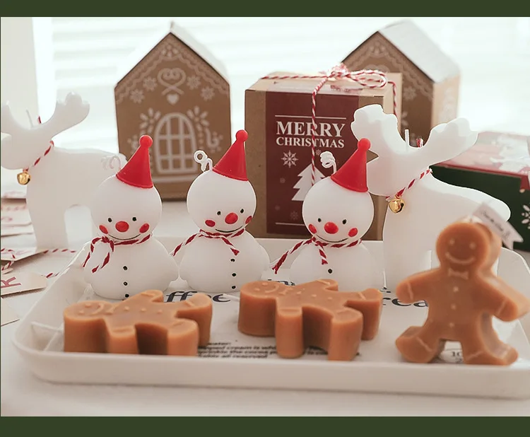 Wholesale Cute Christmas Scented Candles Snowman Elk Shaped Candles Gift Fragrance Aromatherapy Candles For Christmas Decoration