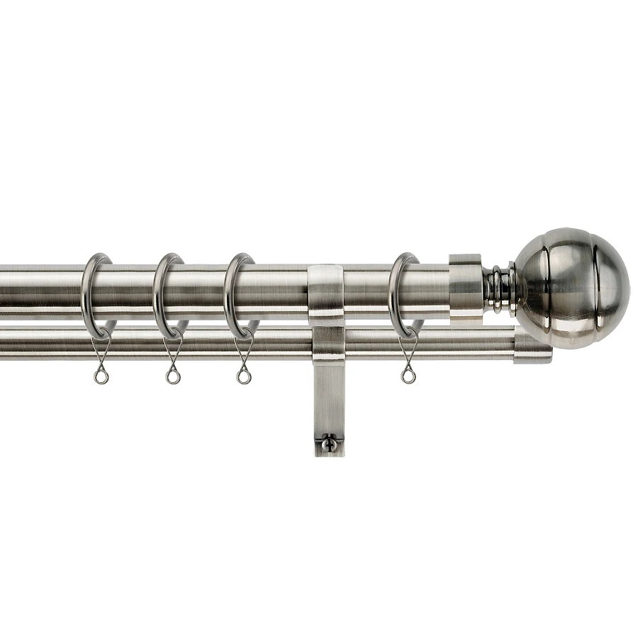 Extendable Double Curtain Rod Set Carbon Steel Metal Modern Curtain Poles