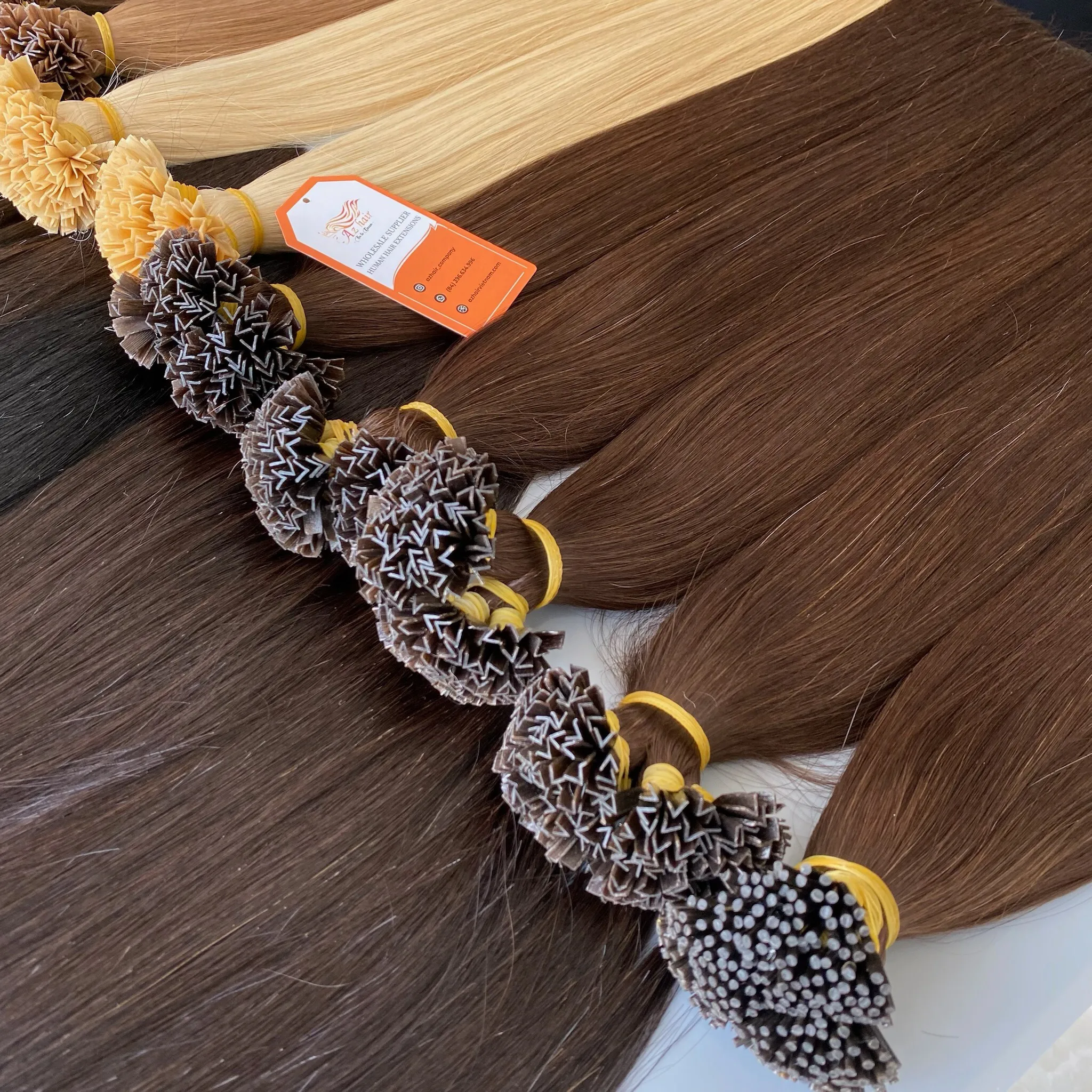 Wholesale Thick End PreBonded Keratin I/V/U/Flat Tip Human Hair Extensions Italian Glue Russian Remy Virgin Hair Customized Colo