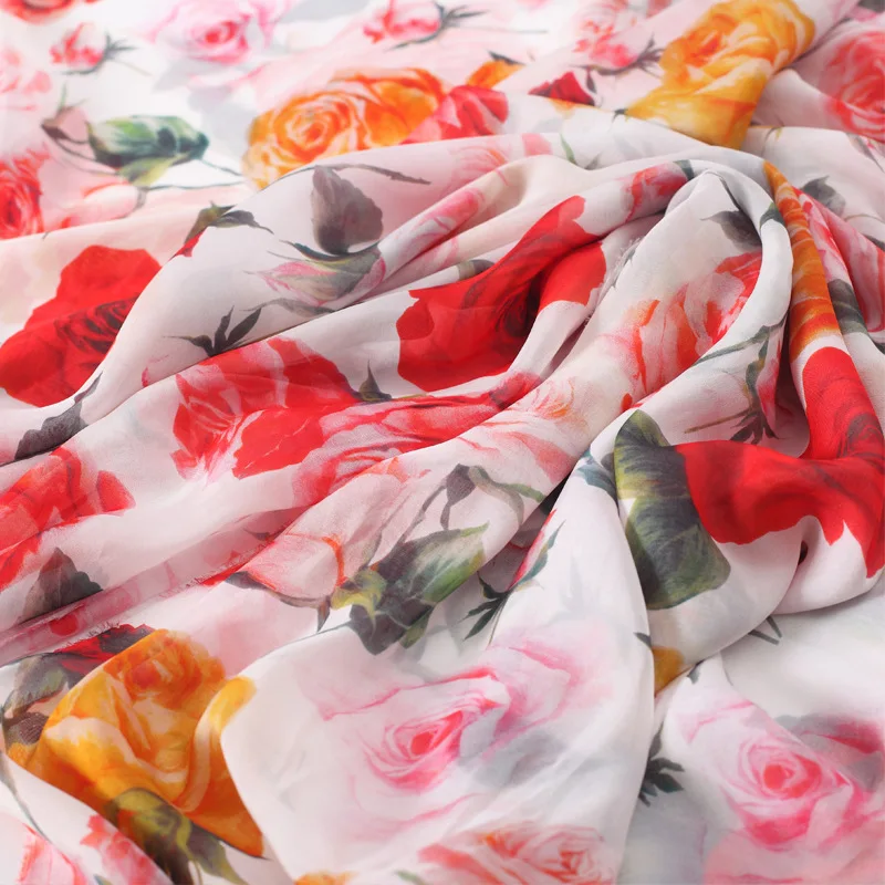 China Manufacture  90 colors Goods 6/8/10/12MM 100% Mulberry Silk chiffon printing Fabric in stock