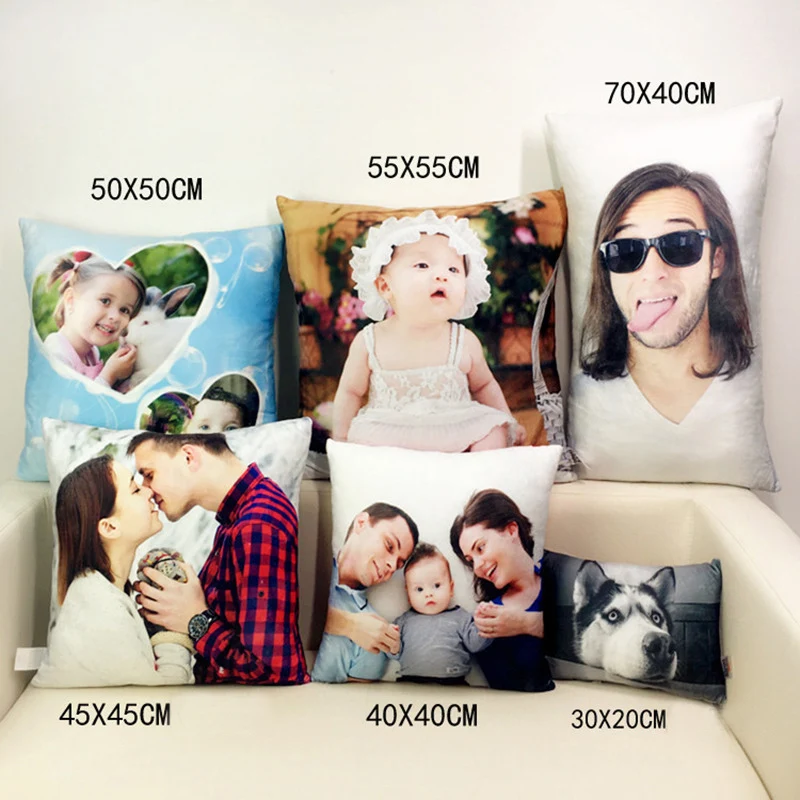 Wholesale Personalized Photo Custom Pillowcase Cotton and linen polyester velvet Pillow Cover  Decoration pillow