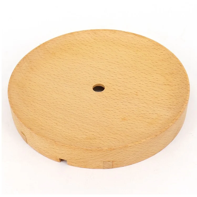 Customized Shape Natural Color Turned Beech Rubber Polished Technique Wooden Lamp Base For Home Decoration