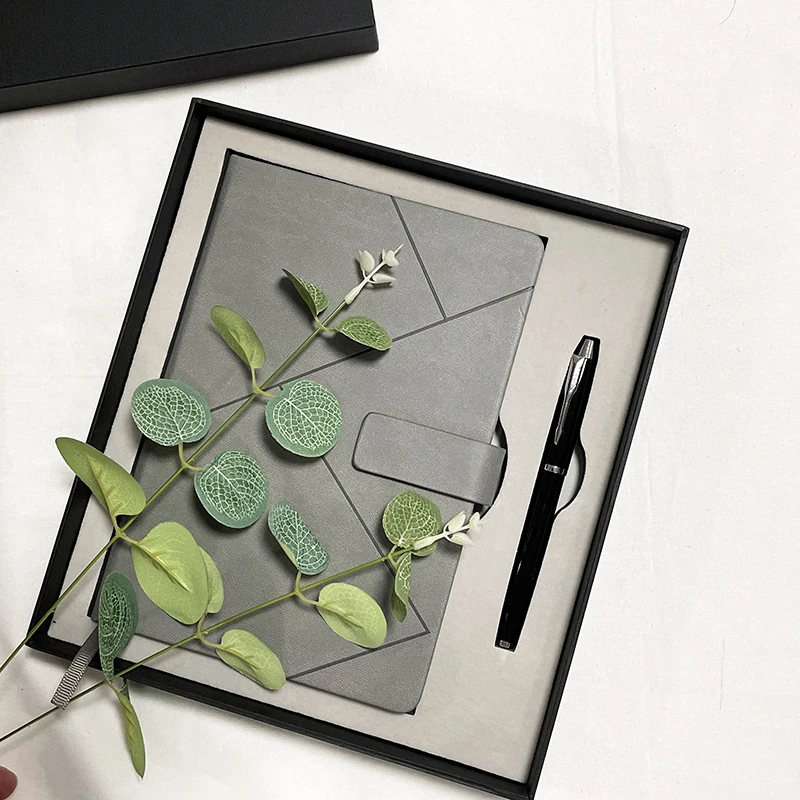 custom A5 PU leather notebooks hardcover customizable diari school planner diary journal notebook for business gift box set